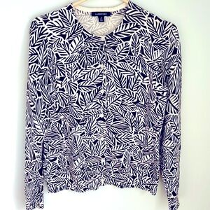 Lands’ End women’s small neutral print button cardigan excellent condition